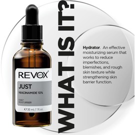 REVOX B77 - Just Niacinamide 10%, 30 ml, Sérum Niacinamida, Humectante Diario para Rostro y Cuello, Reduce Imperfecciones y Manchas, Mejora la Textura de la Piel, Fortalece la Barrera Cutánea