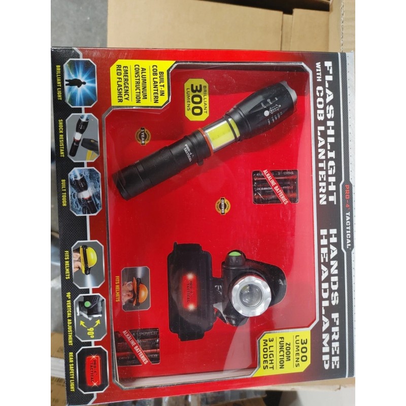 PRO4 PRO-4 FLASHLIGHT WITH COB LANTHERN HAND FREE HEADLAMP