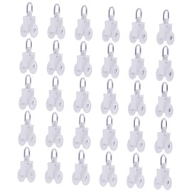 Skweawert 30Pcs 0.45" Dia Curtain Track Rollers Plastic Twin Wheeled Carriers Drapery Rail for Windows Shower Curtain Tracks