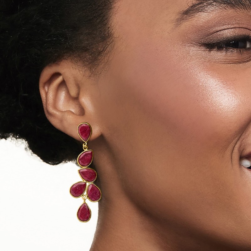 Ross-Simons 30.00 ct. t.w. Ruby Drop Earrings in 18kt Gold