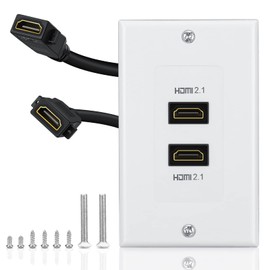 Placa de pared HDMI 2.1 (2 puertos), paso de salida de pared HDMI ELECTOP 8K, soporta 8K@60Hz y 4K@120Hz, 3D, HDR, 48 Gbps, se adapta a sistemas de cine en casa