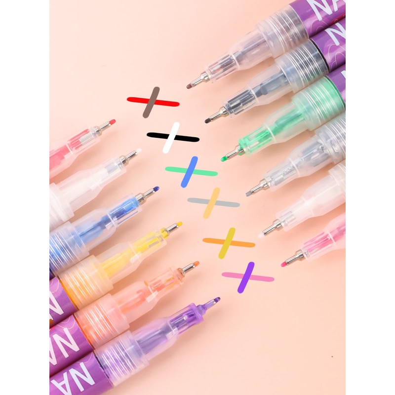 EBANKU 12 Colors 3D Nail Art Pens, Fine Tips 0.5
