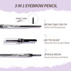 Music Flower Eyebrow Pencil,Portable 3 in 1 Eyebrow Shaping Enhancing