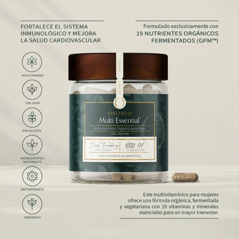 Oxomio Multi Essential 180 Caps Multivitamínico Orgánico Mujer Sabor