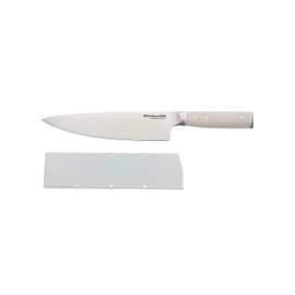 KitchenAid Gourmet Forged Chef Knife with Custom-Fit Blade Cover, Sharp Kitchen Knife, High-Carbon Japanese Stainless Steel Blade, 8 inch, Milkshake
