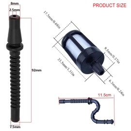 Kurihina Compatible with 2 Pack Fuel Line Oil Line Gas Pipe Hose Pulse Line Filter Fits Stihl MS360 MS290 MS310 MS390 024 029 036 Chainsaw 1121 358 7700