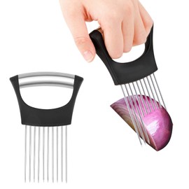 Dimeho Onion Holder for Slicing Stainless Steel Lemon Slicer Dishwasher Safe Tomato Cutter Kitchen Gadgets for Cutting Storage Vegetable Food Fruit Potato Avocados Eggs Meat