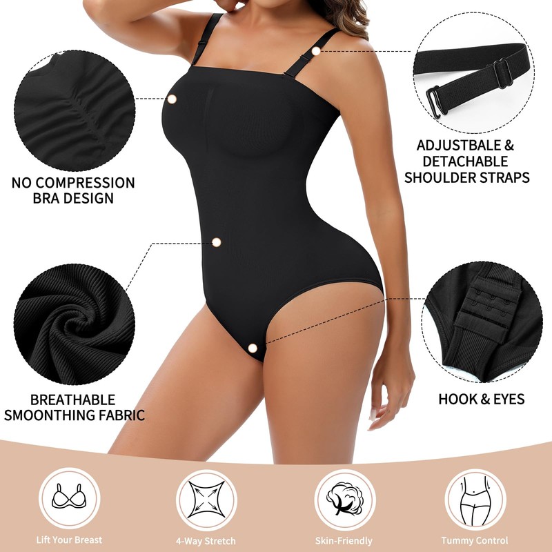 Lenashape - Body sin tirantes para mujer, diseño triangular con