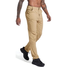 LINLANG EN Men's Lightweight Hiking Cargo Pants Waterproof Quick Dry Travel Fishing Climbing Work Outdoor Pants Khaki XL