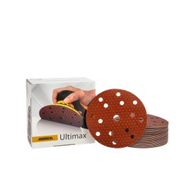 Mirka Ultimax Sanding Paper Ø 150mm Grip 15-hole/grit P240 / 50 pcs/For 150mm eccentric and sanding machines/Sanding of soft and hard wood, mineral materials, hard old varnish / UC61105025