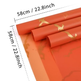 NESCCI 20 Sheet Flower Wrapping Paper - Waterproof Floral Bouquet Wrapping Paper, Florist Supplies Packaging Paper for Wedding Birthday Gift DIY (Marble Orange)