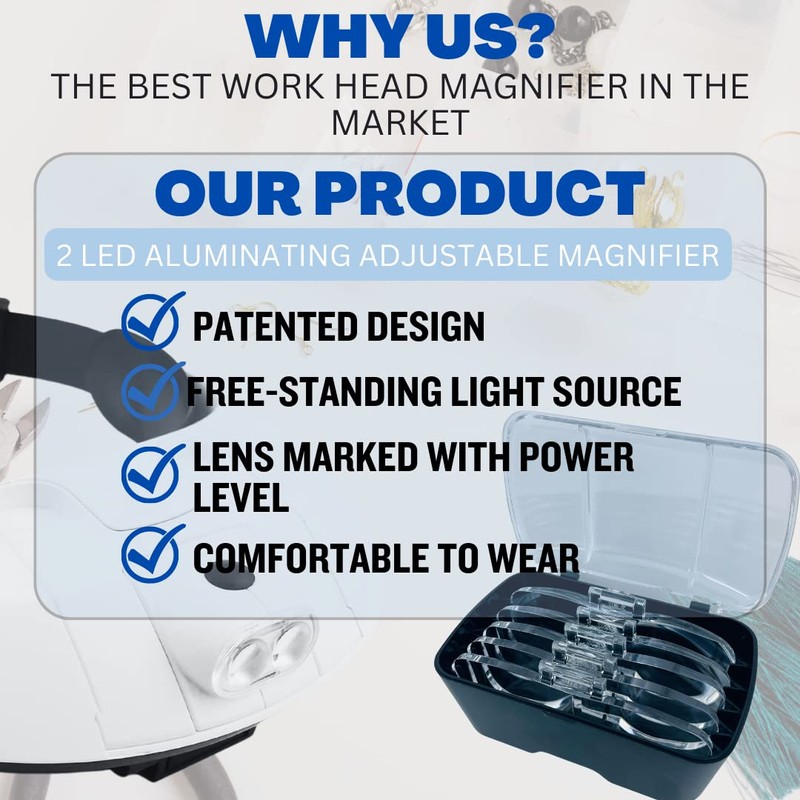 HAWK OPTICALS Illuminated Head Magnifier with Adjustable Strap|| 5 Lens