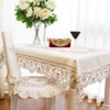 Lelehome Mantel de encaje crema con bordado de flores marrón,