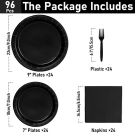 UVTQSSP 96 Pcs Party Plates, Red Paper Plates and Napkins, Disposable Tableware Set, Party Supplies for Kids Birthday Baby Shower Wedding Picnic, Serve for 24 Guests