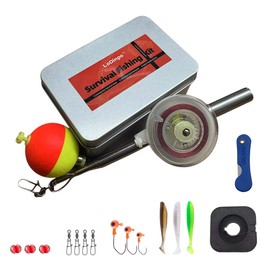 LoDinpo Emergency Survival Fishing Iron Box Telescopic Fishing Rod 21 Fishing Gear Compact Camping Essentials for Outdoor in Backpack Doubles as First Aid Kit for Car or Travel SurvivalFishingRodBox