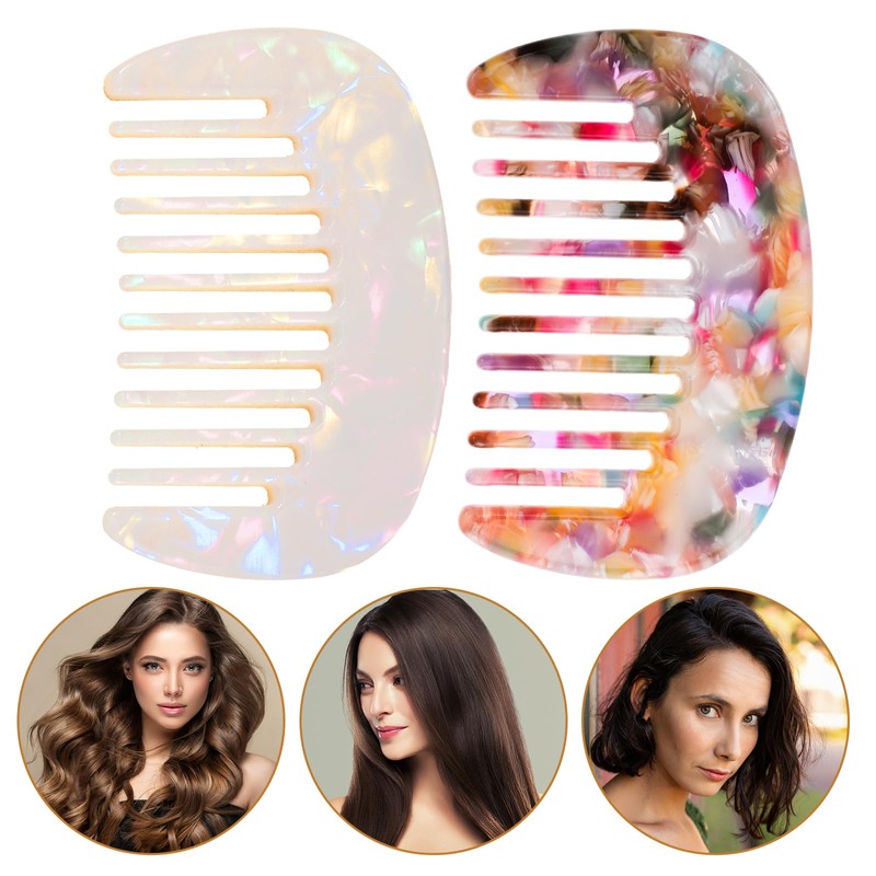 2PCS Mini Hair Comb Wide Tooth, Acetate Hair Detangling Comb