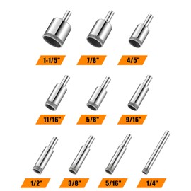 Diamond Drill Bits Set, 10 PCS Diamond Hole Saw Set, Glass Drill Bit for Ceramic Tile Porcelain Marble Granite Stone Bottles