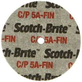 Scotch-Brite(TM) Cut and Polish Unitized Wheel, Aluminum Oxide, 15100 rpm, 3 Diameter x 1/2 Width, 1/4 Arbor, 5A Fine Grit (Pack of 1)