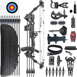 CENWTY Archery Compound Bow Set 20-70 LBS, Draw Length 24"-30", up to IBO 320 fps, Hunting Compound Bow with All Accessories for Archery Hunting Target Shooting Practice RTH (Black Right Hand)