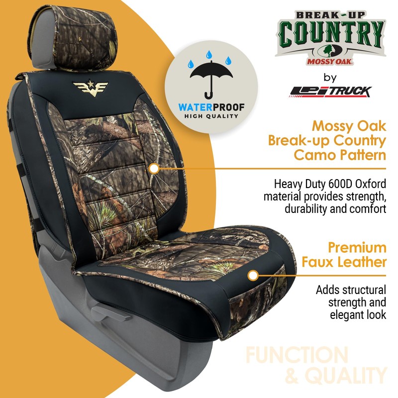Mossy Oak Heavy Duty Premium Truck Seat Covers for Front