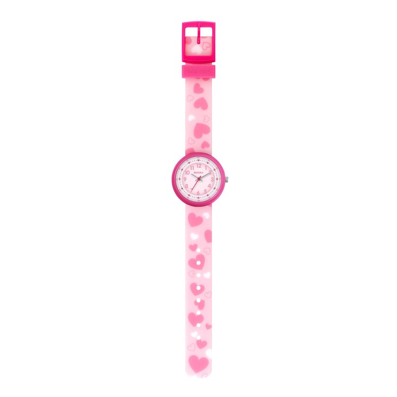 Tikkers Kids Pink Heart Strap Time Teacher Analogue Watch