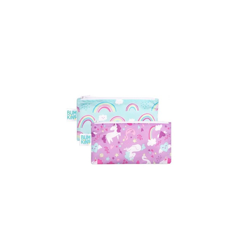 Bumkins Small Snack Bag for Girls Unicorns, 2pcs