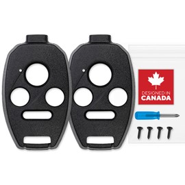 Cutting NOT Required for Honda Key Fob Cover Shell for Civic Accord CRV Pilot Element - Custom Fit Durable Design Easy Installation by StandardAutoPart (4 Button) (Pack of 2) (Black)
