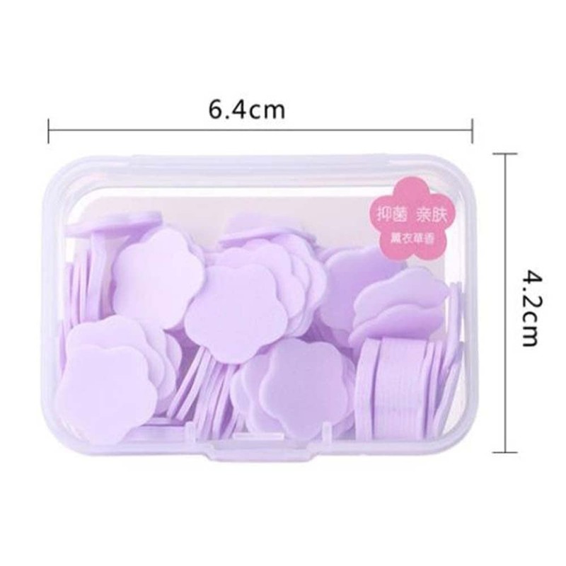 DPWOUM 100Pcs Blue Mini Portable Travel Soap Paper Sheets,Flower Shape