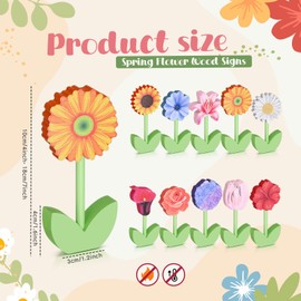 Yousoontic 10 Pack Spring Flower Wood Signs Retro Spring Floral Table Decoration Rustic Flower Table Centerpiece Multicolor Floral Block Tabletop Signs for Home Garden Summer Party Decor