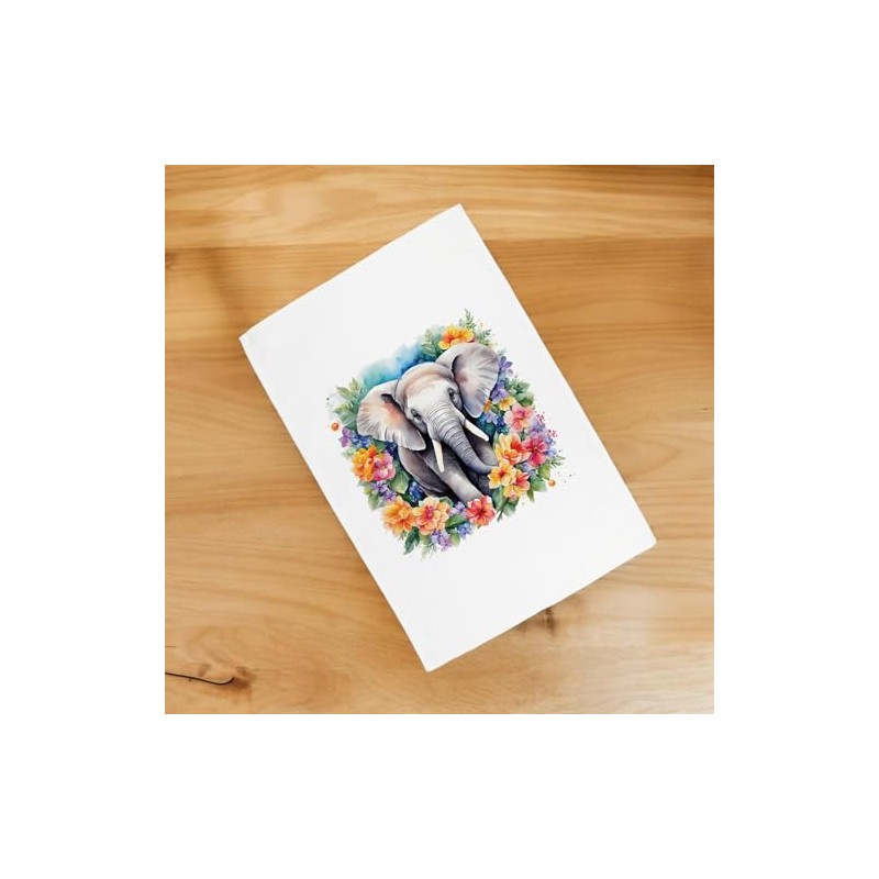 Purely Home Floral Elephant Tea Towel - Exotic Animals &