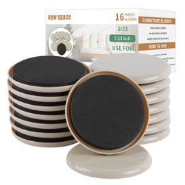 Furniture Sliders new space - 16pcs 3 1/2 inch Furniture Sliders for Carpet, Heavy Duty Sliders for Moving Furniture, Move Furniture Easy with Reusable Furniture Movers Sliders