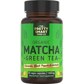 Green Tea Extract Capsules - Organic Matcha Green Tea Tablets - Boosted with Turmeric, Acerola Cherry & Black Pepper - 1360MG Complex - Green Tea Supplement - 60 Capsules - UK Made