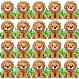 VercanMonth 20 Pieces Lion Plush Set 6 Inches Cuddly Lion Stuffed Animal Small Stuffed Animals Bulk for Boys Girls Birthday Favors Gifts Forest Decor Birthday Classroom Prizes