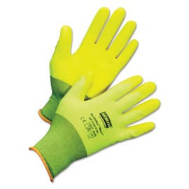North Northflex-Neon NF11HVY Yellow 7 Polyurethane Full Fingered Work & General Purpose Gloves - PVC Foam Palm Only Coating - Rough Finish - High-Visibility, Seamless Lining - NF11HVY/7S [PRICE is per