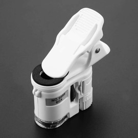 Ymiko 9595W 60X Lupa LED Luz Ultravioleta LED Mini teléfono móvil Microscopio Clip Microscopio Teléfono Celular para teléfono Inteligente Universal