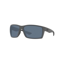 Costa Del Mar Mens Reefton Rectangular Sunglasses, Matte Grey/Grey Polarized-580P, 64 mm
