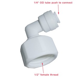 YZMSZ Elbow 1/2" Female Thread to 1/4" OD Tube Quick Connector Tubing Fittings for Water Purifiers Filters Reverse Osmosis Systems accessories,5pcs.