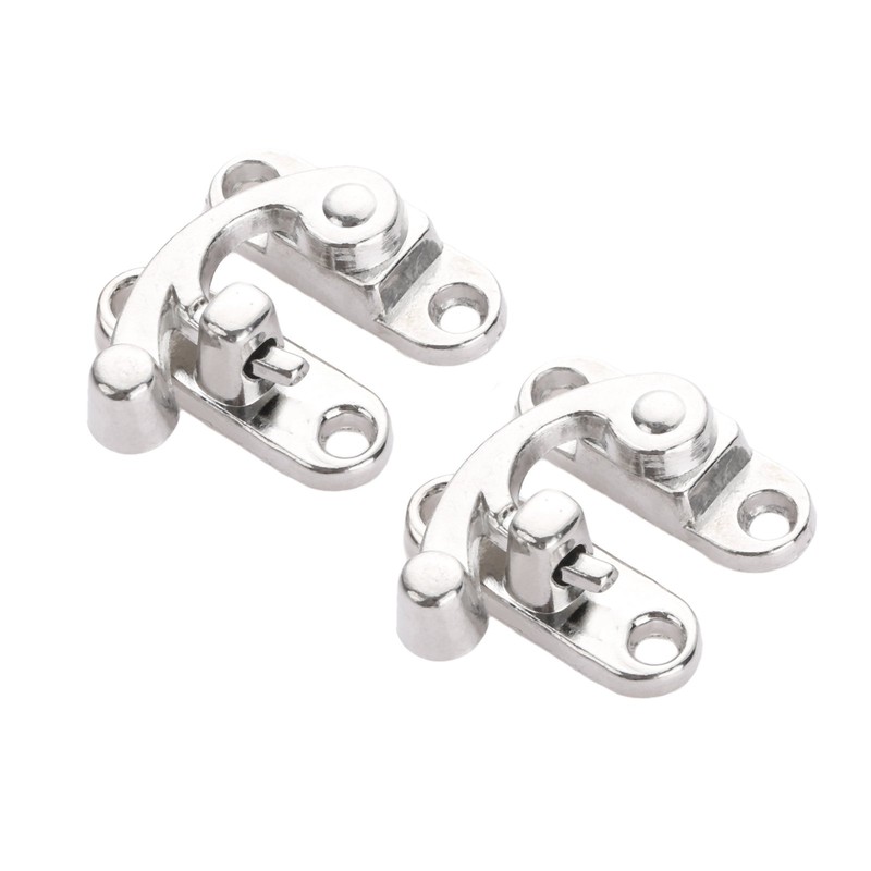 Yetaha 2PCS Antique Hook Hasp Latch, Decorative Horn Lock Silver