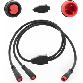 Y-Split Extension Cable 1T2 Wire 2pin with Waterproof Connector for Ebike Light, Gear Sensor and Brake in Ebike Conversion Kit （2PCS，7“ in Length, 2 Female to 1 Male）