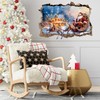HLNIUC Christmas Wall Sticker 3D Crack 35”x24”Santa Sleigh Wall Decal
