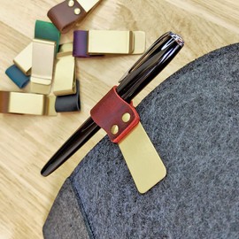 Aabellay BJ001 BJ001 Pen Loop Holder Metal PU Leather Pencil Loop Clip Leather Elastic Pen Loop Notebook for Notebook Calendar Magazines - Pack of 3