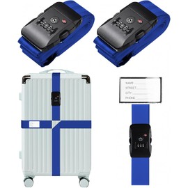 Correas de Equipaje TSA Juego 2, Juego de Correas Cruzadas para Equipaje, Correa para Maleta de Viaje Ajustable, para 20 a 32 Inch, Fácil Usar, Protege Equipaje