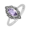 Esse Marcasite Sterling Silver Marquise Amethyst & Marcasite Ring (M)