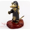 Solid Brass Amber Figurine of Dachshund in Nightcap with candy