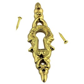 Brass Keyhole Cover Escutcheon Plate for Cabinet Doors, Dresser Drawers, Desk Antique Furniture Hardware | K11-C756B