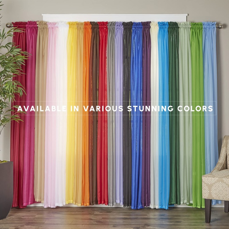 Elegant Comfort 2-Piece Sheer Panel with 2inch Rod Pocket -