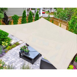 AsterOutdoor Sun Shade Sail Rectangle 16' x 20' UV Block Canopy for Patio Backyard Lawn Garden Outdoor Activities, Cream