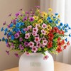 15 Flores Artificiales Decoracion, Flores Artificiales Violeta con Hojas de
