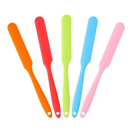 Juego de 6 espátulas de silicona de 9.4 pulgadas, brochas de silicona para hornear, espátulas de crema y mantequilla, herramienta flexible antiadherente para hornear (5 colores) (6, croma)
