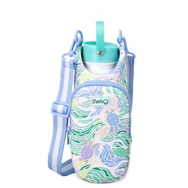 Swig Life Water Bottle Sling Bag, Water Bottle Holder with Adjustable Strap, Bottles Carrier Bag with Zippered Phone Pocket, Holds 36oz Bottles, Bottle Accessories (Sea Swirl)